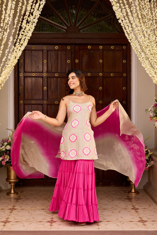 FALAK RANI GRAY SHARARA SET