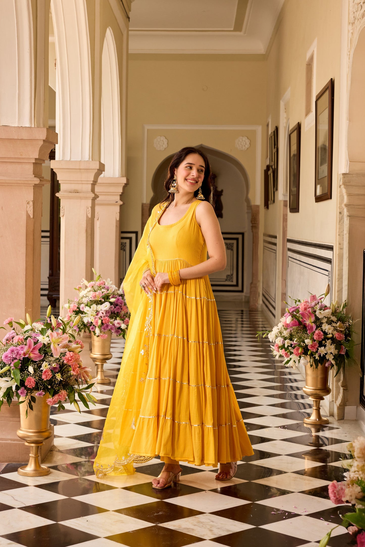 Turmeric yellow Anarkali Suit Set