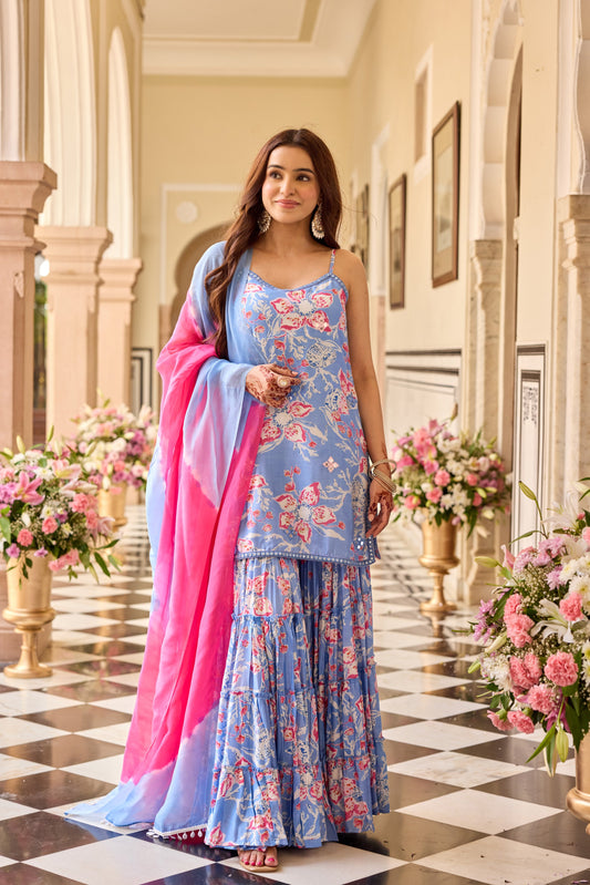 GULSHAN BLUE SHARARA SET