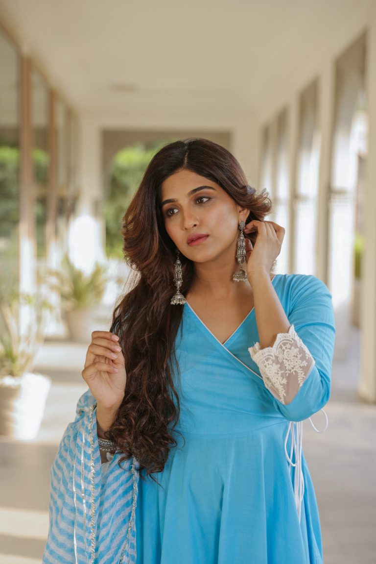Aqua Blue Leheriya Suit Set