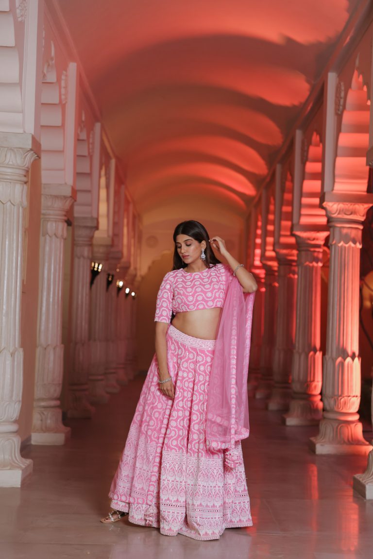 Pink Cupcake Embroidered Lehenga