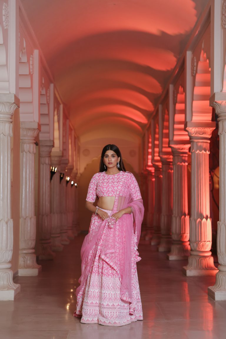 Pink Cupcake Embroidered Lehenga