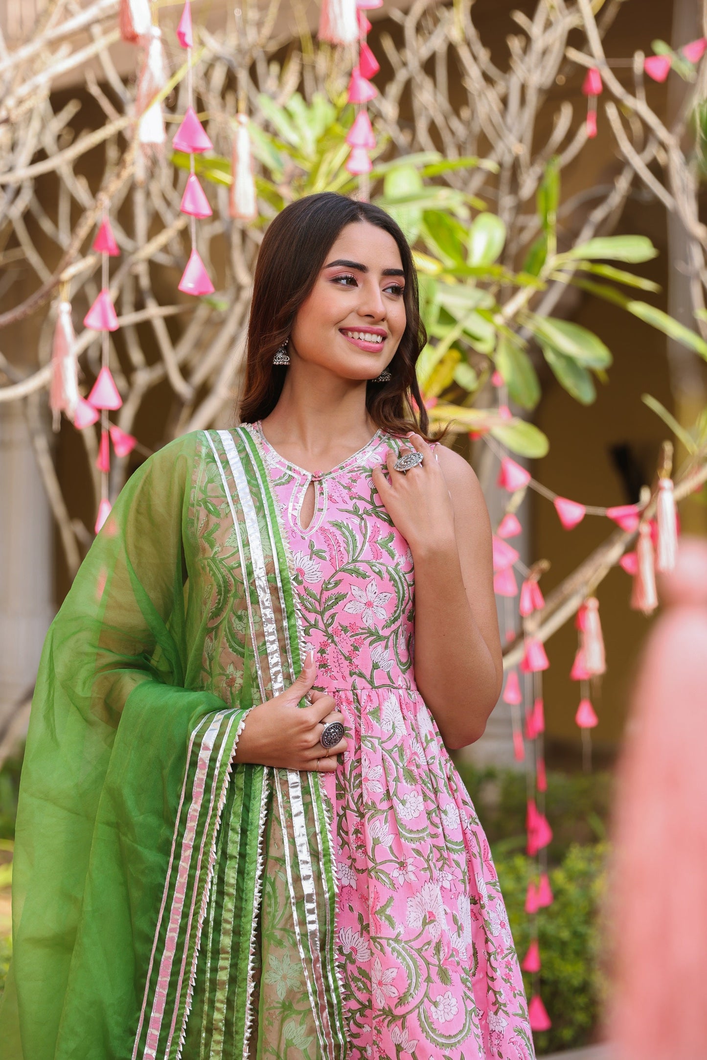 Rose Pink Handblock Gota Sharara Set