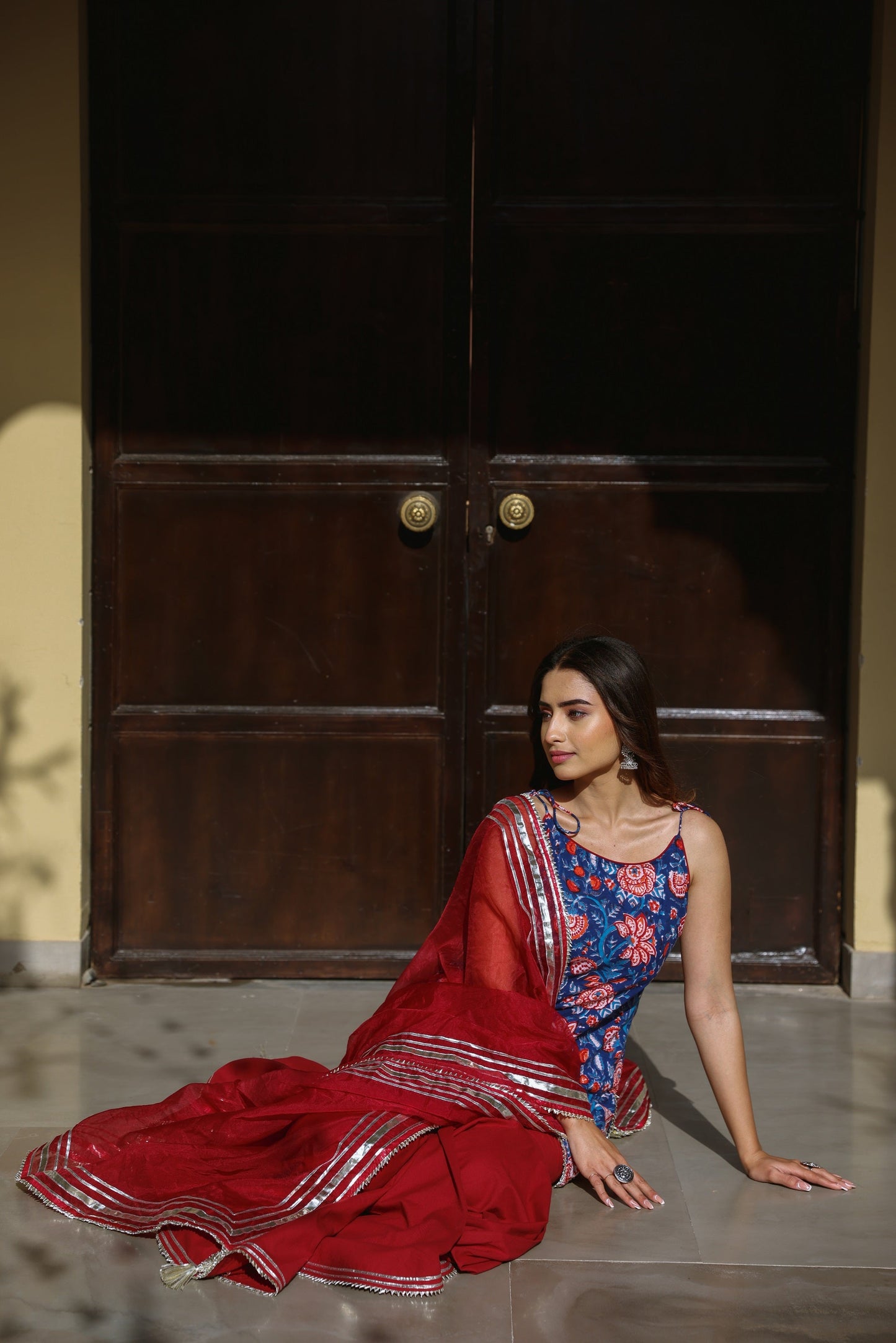Sapphire Blue & Maroon Sharara Set