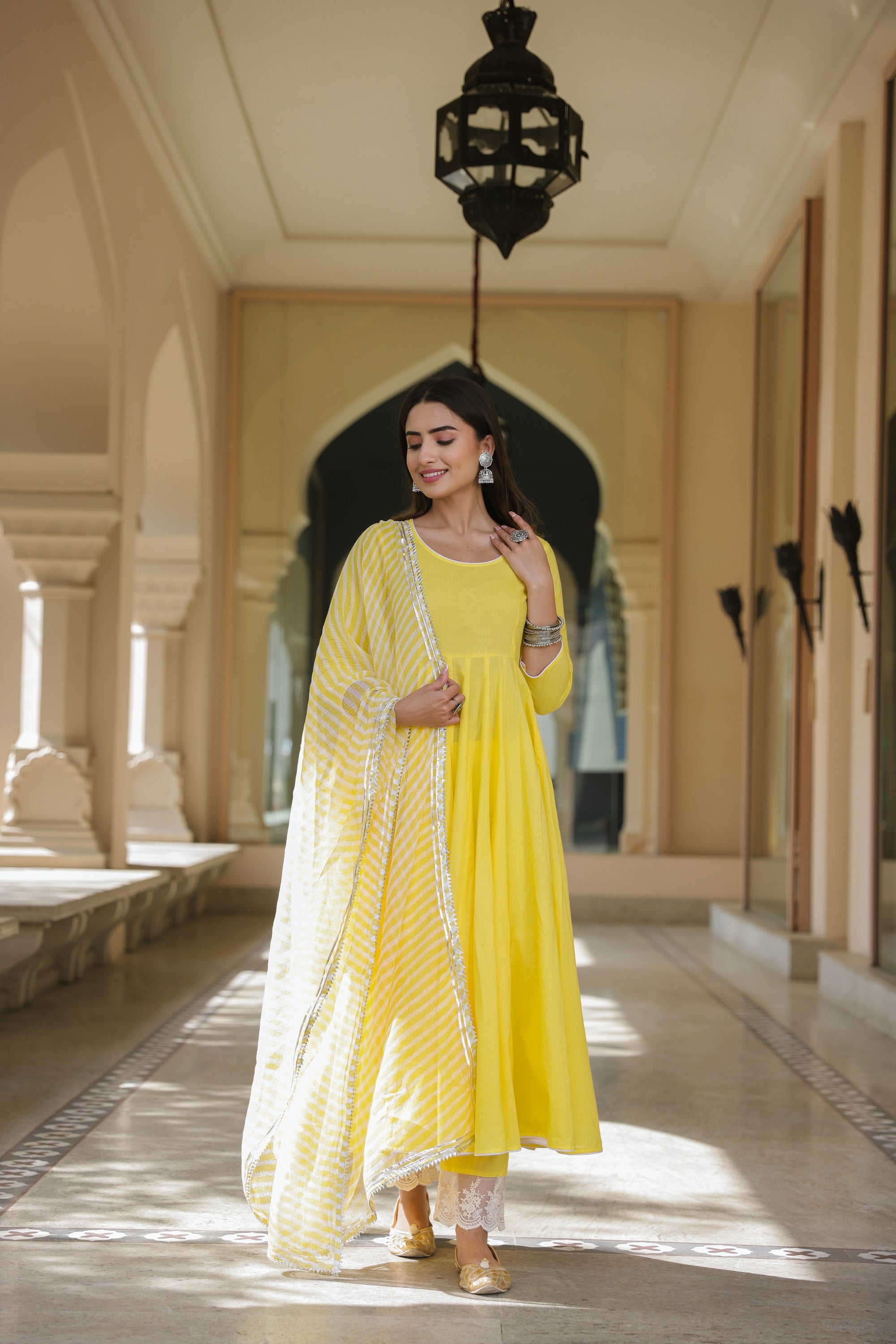 Yellow Daffodil Leheriya Suit Set