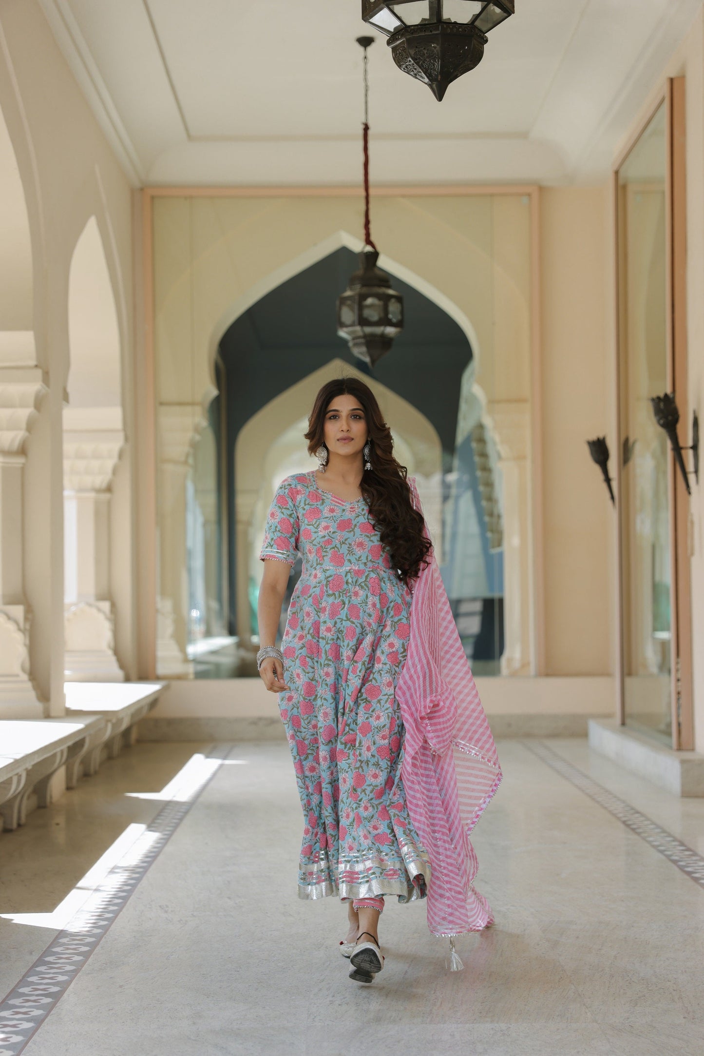 Artic Blue Gota Leheriya Suit Set