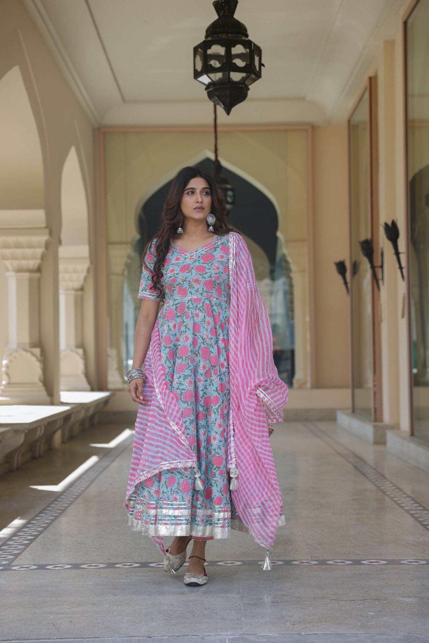 Artic Blue Gota Leheriya Suit Set