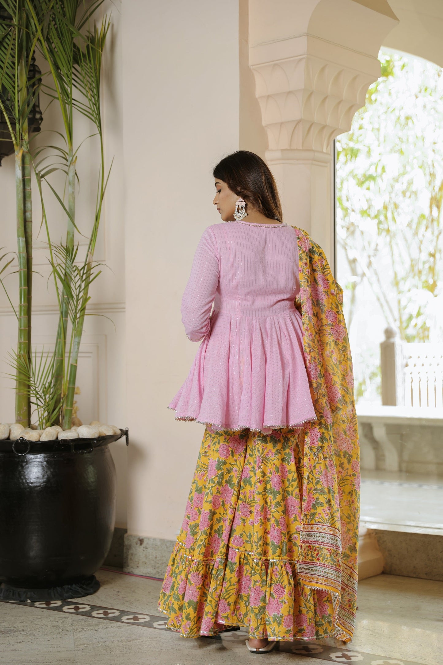 Lemonade Pink Gota Sharara Set