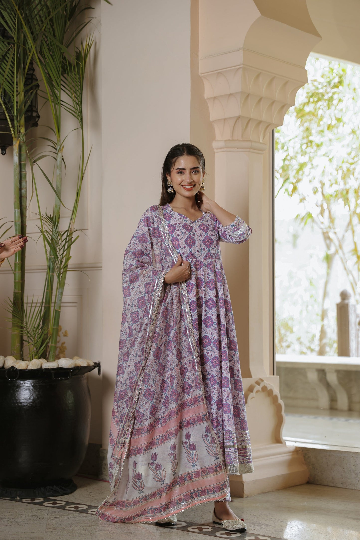 Orchid Handblock Gota Suit Set