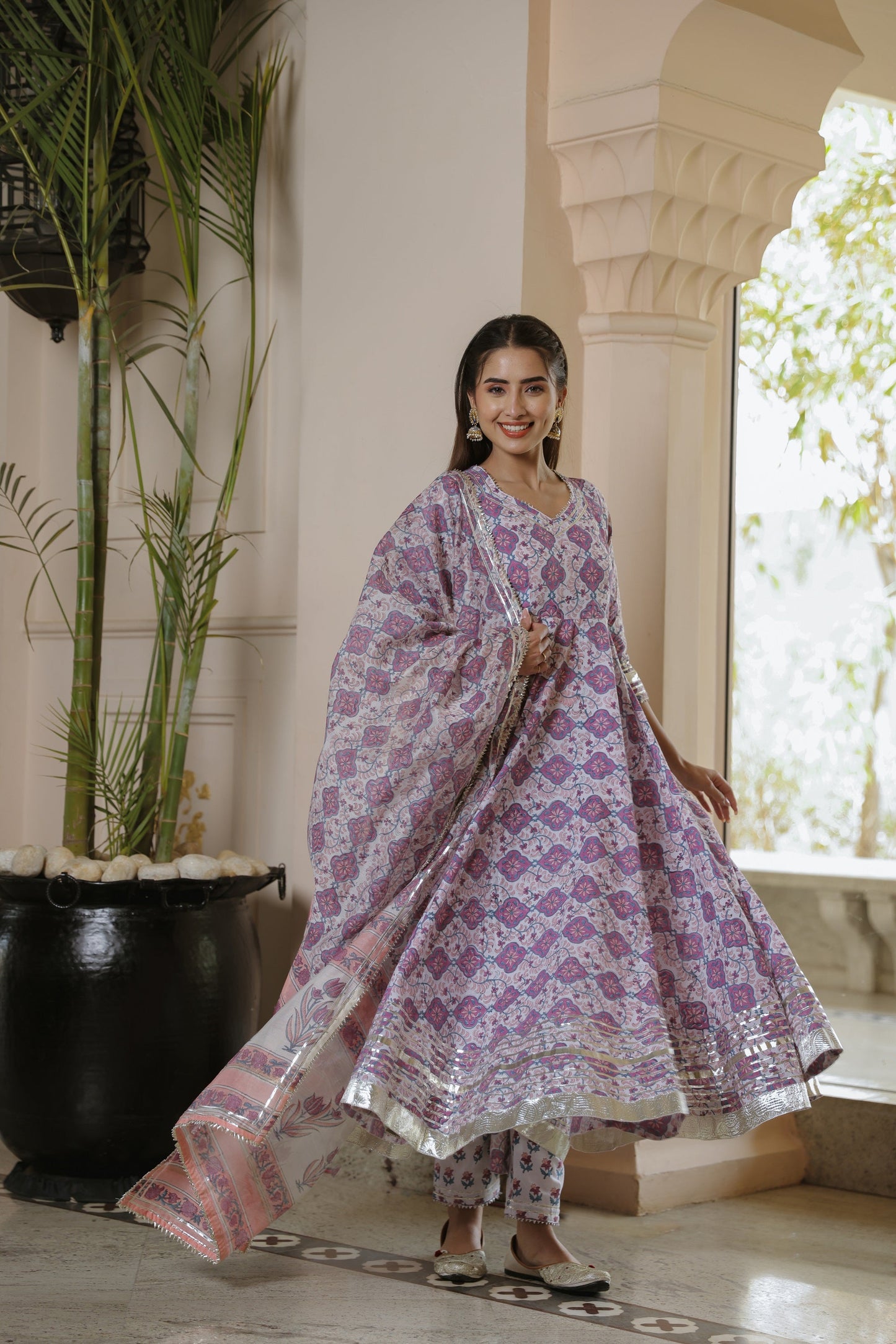 Orchid Handblock Gota Suit Set