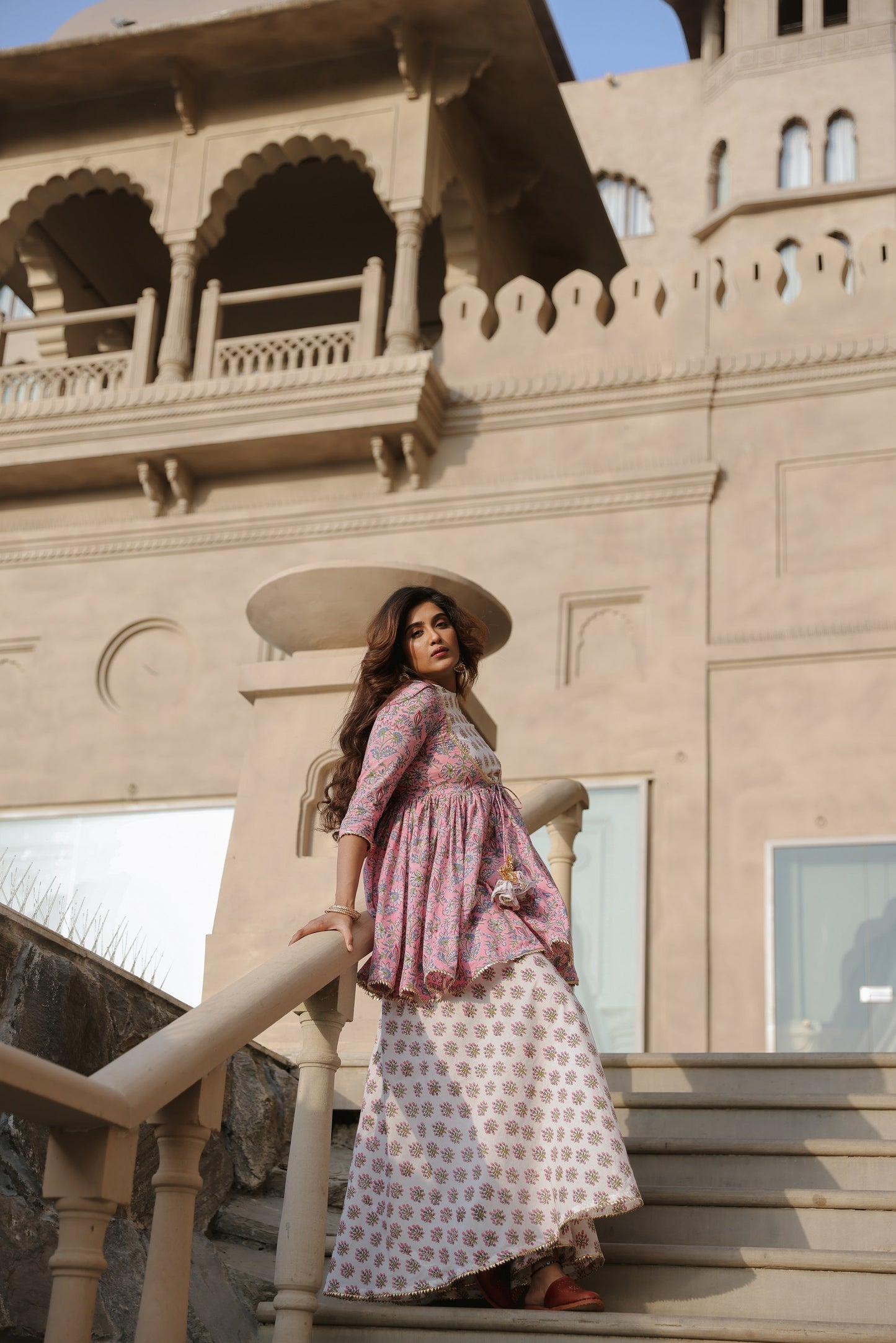 Berry Pink Handblock Sharara Set