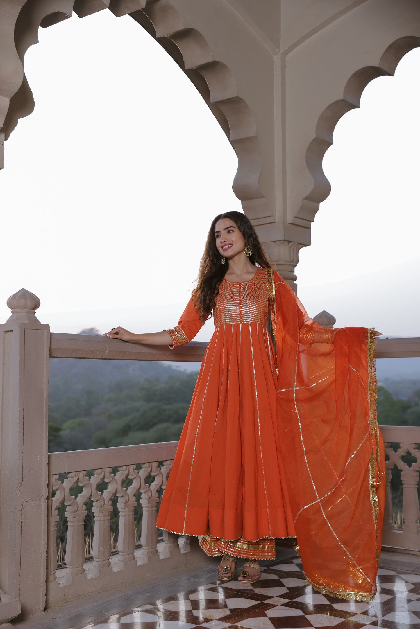 Squash Orange Gota Suit Set
