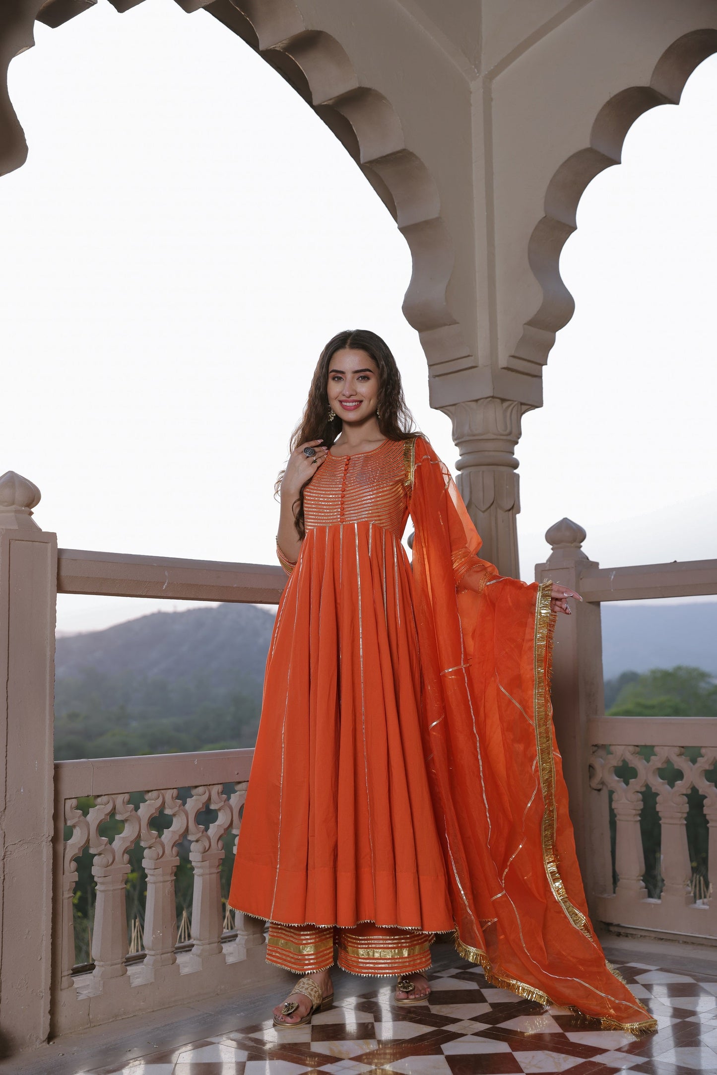Squash Orange Gota Suit Set