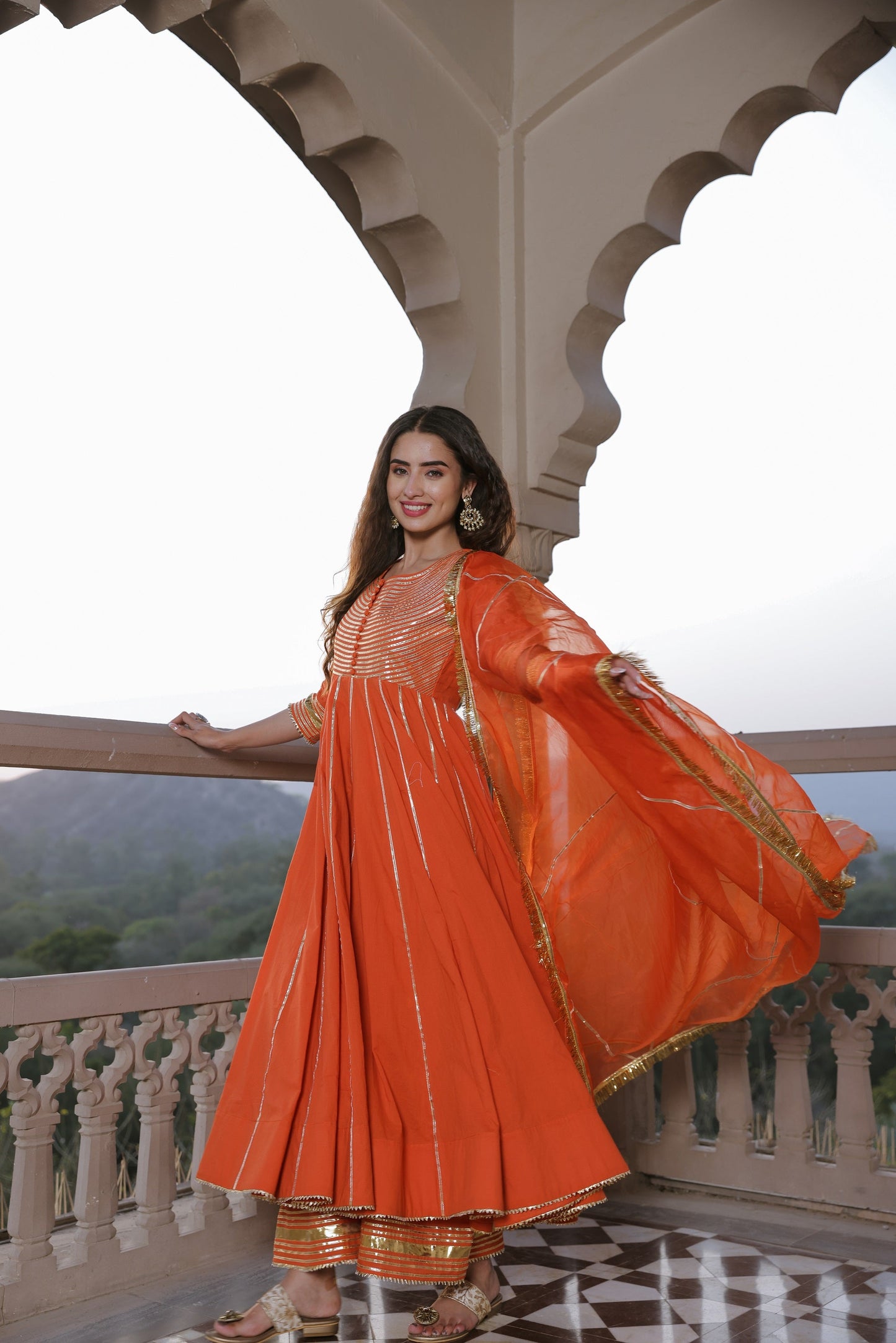 Squash Orange Gota Suit Set