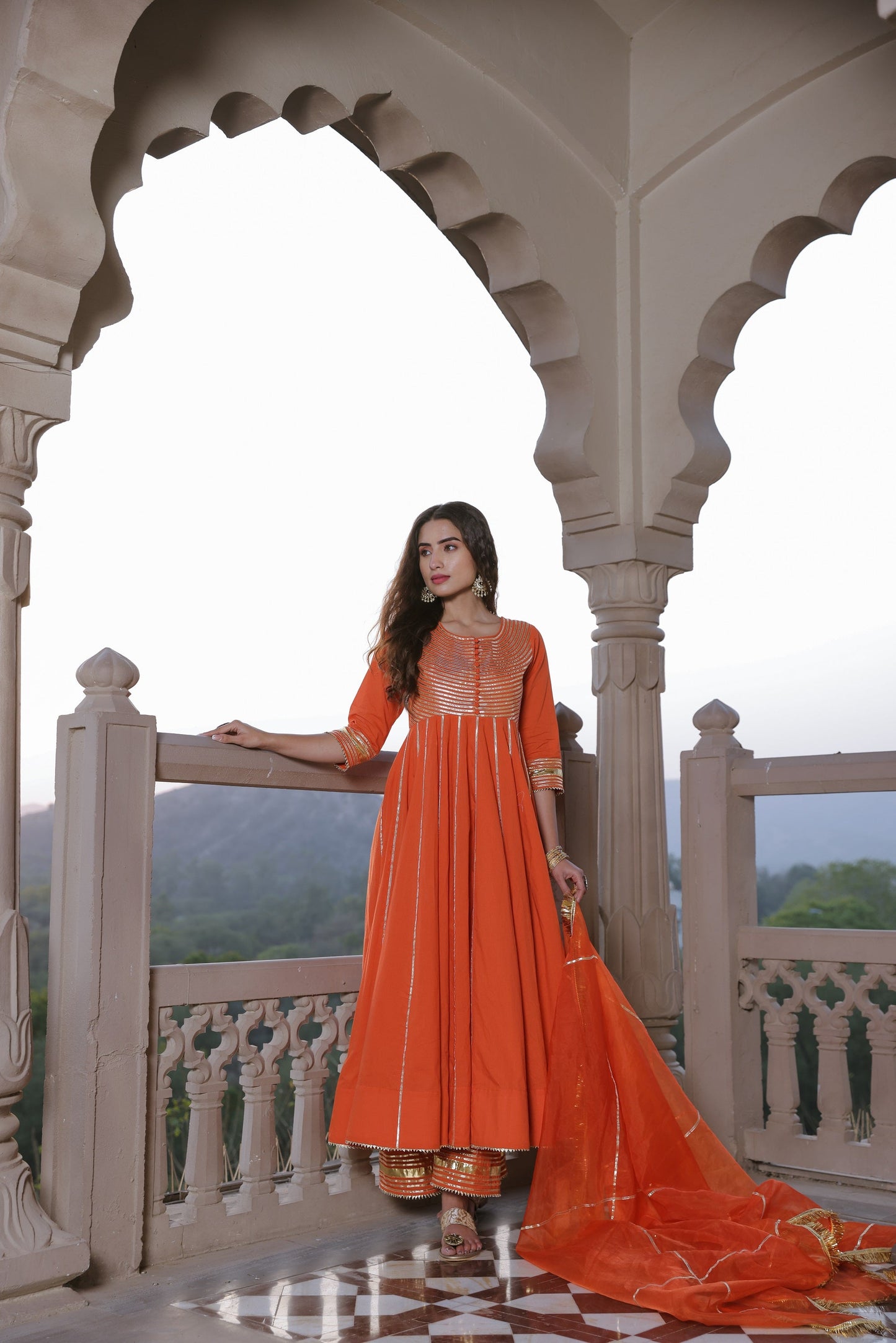 Squash Orange Gota Suit Set