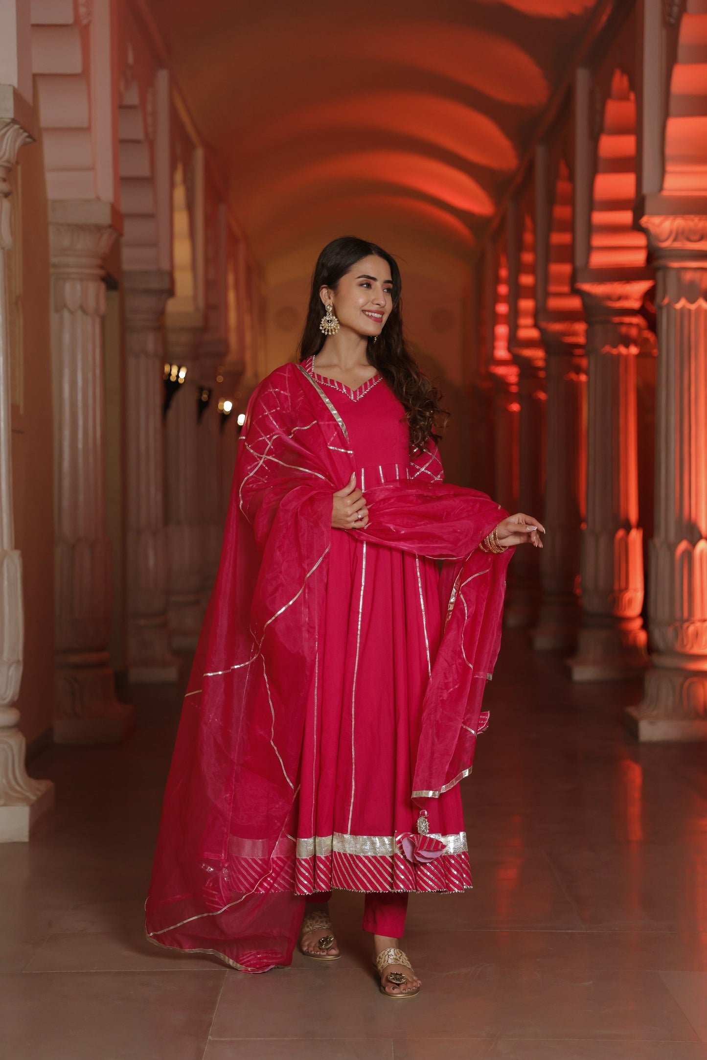 Fuchsia Pink Gota Suit Set