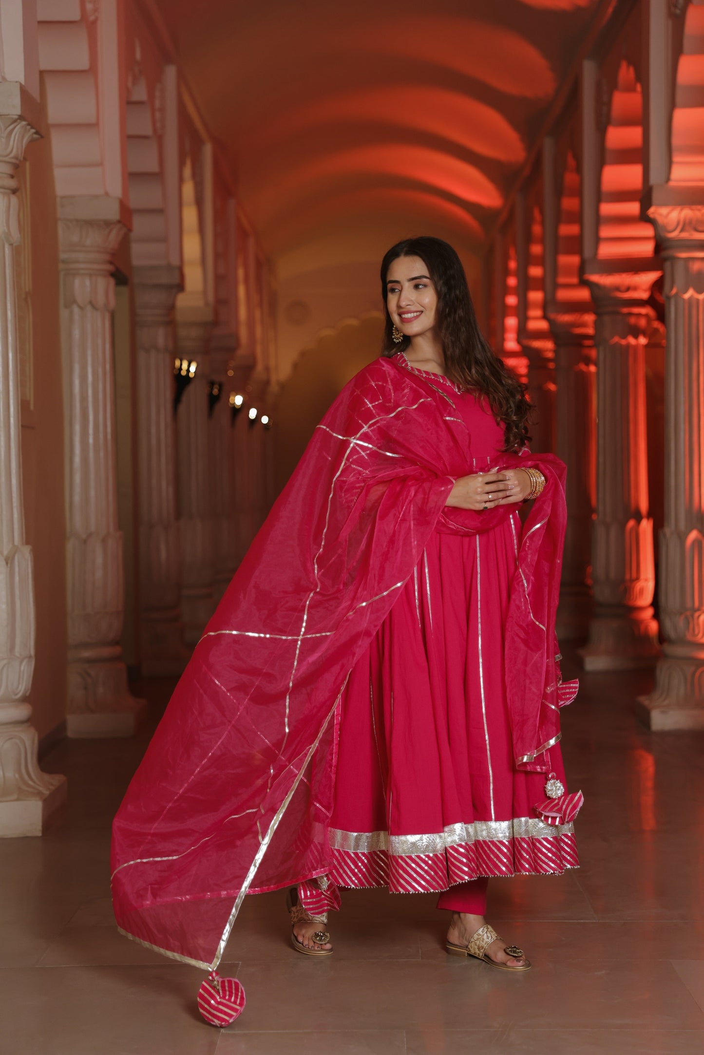 Fuchsia Pink Gota Suit Set