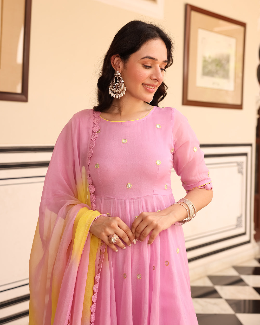 SUNEHRI Light Pink Suit Set