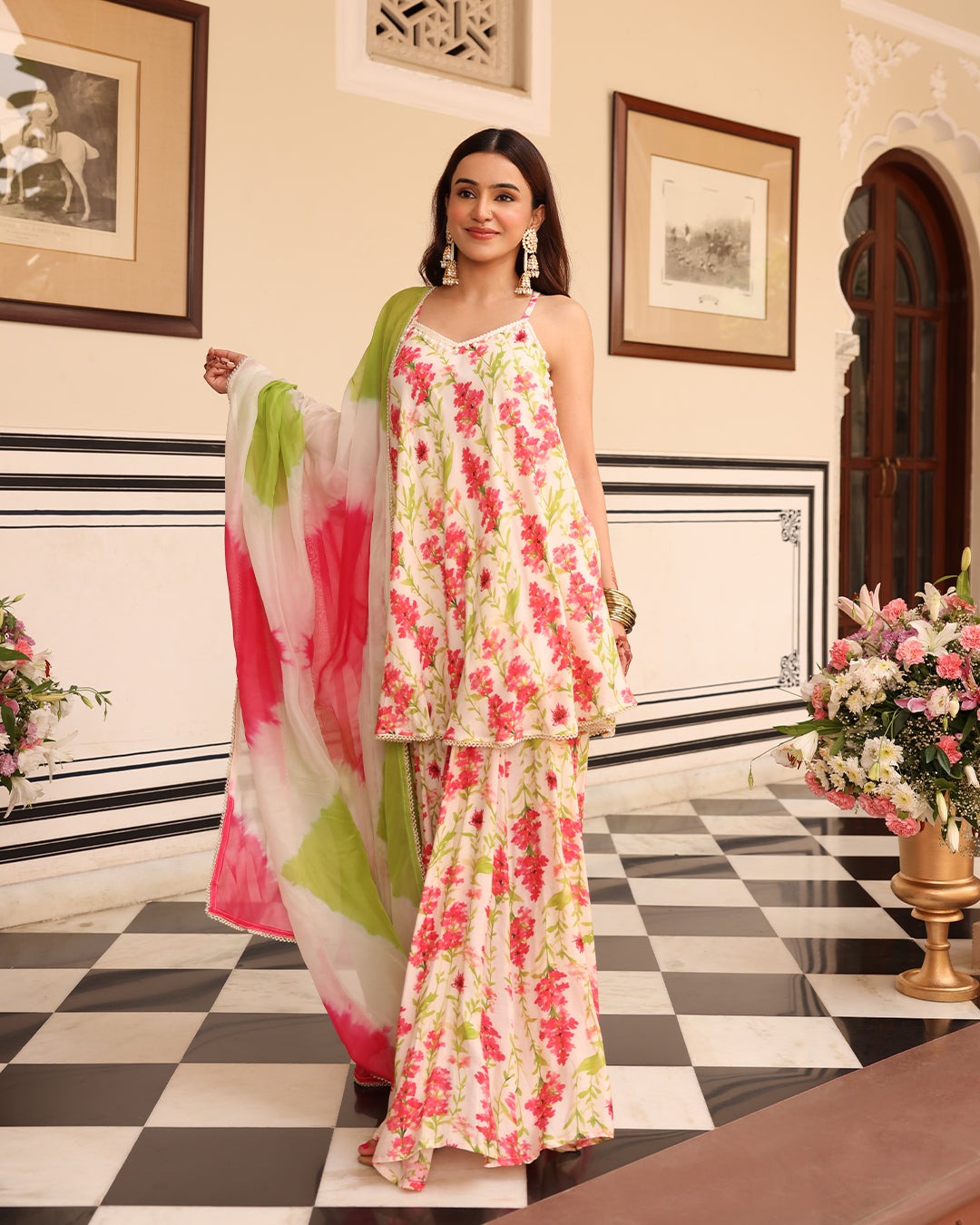 NOOR Off White Printed SHARARA SET