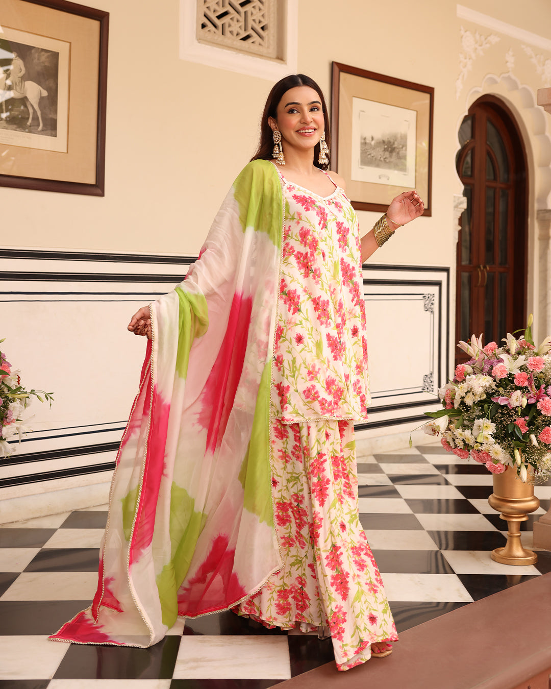 NOOR Off White Printed SHARARA SET