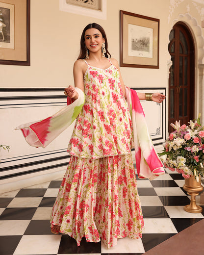 NOOR Off White Printed SHARARA SET
