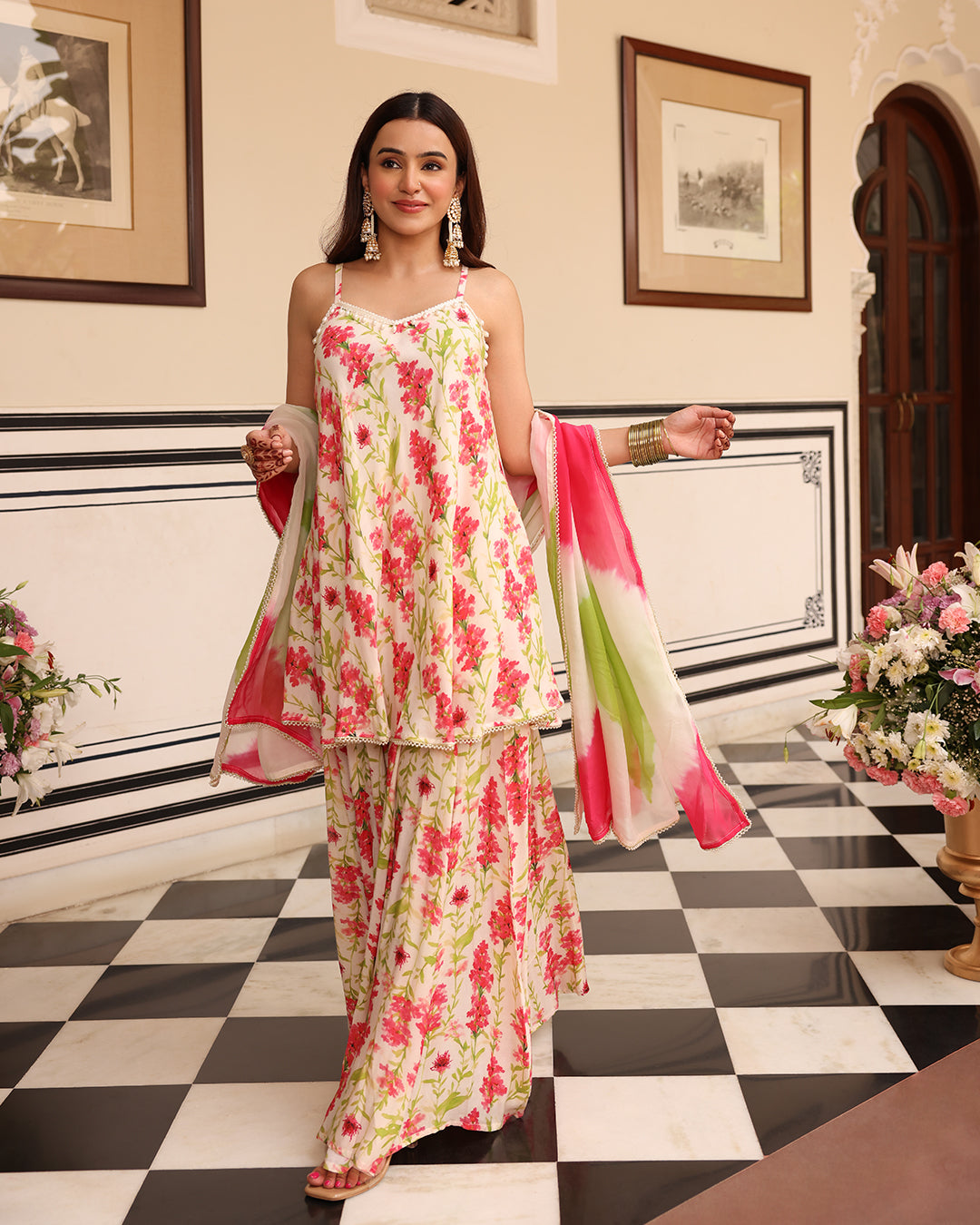 NOOR Off White Printed SHARARA SET