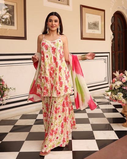NOOR Off White Printed SHARARA SET