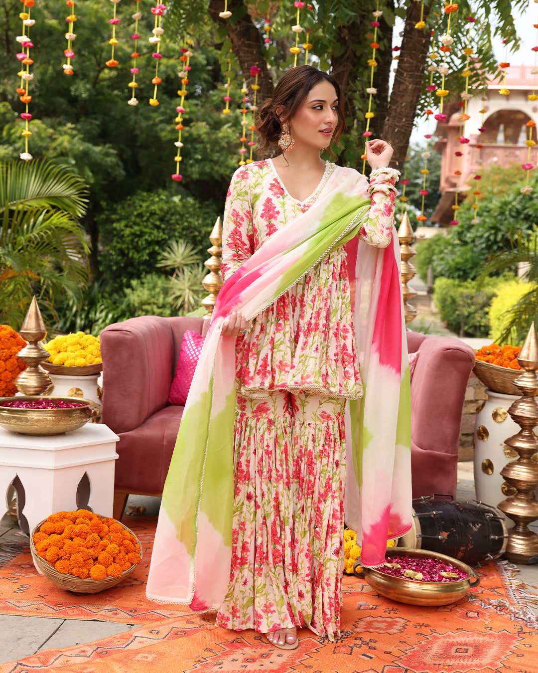 GULSHAN Off White Printed SHARARA SET