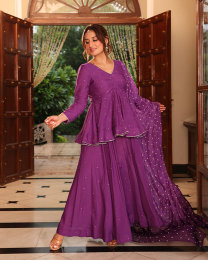 DARK PURPLE SHARARA SET