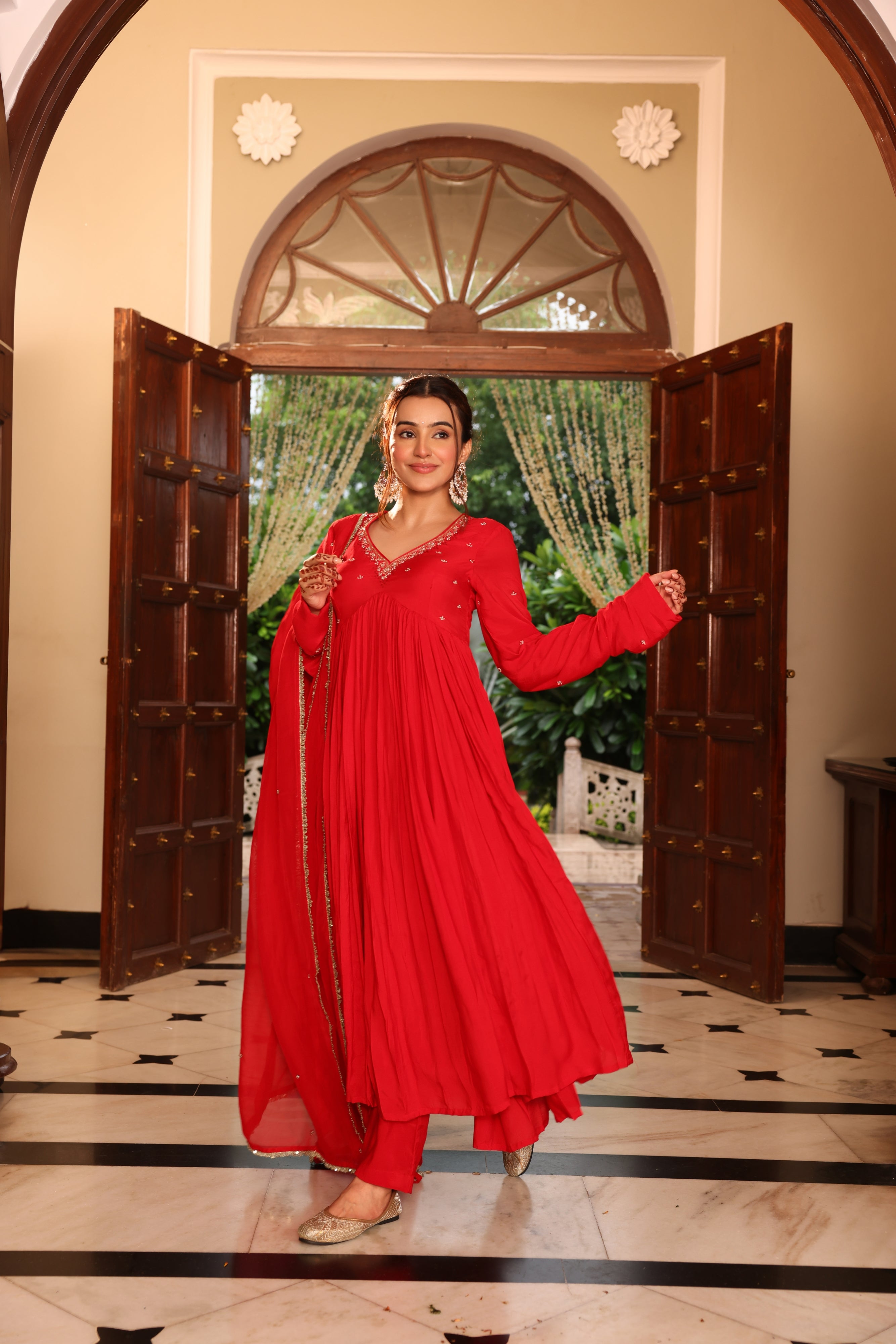 Shagun Red Anarkali Suit Set