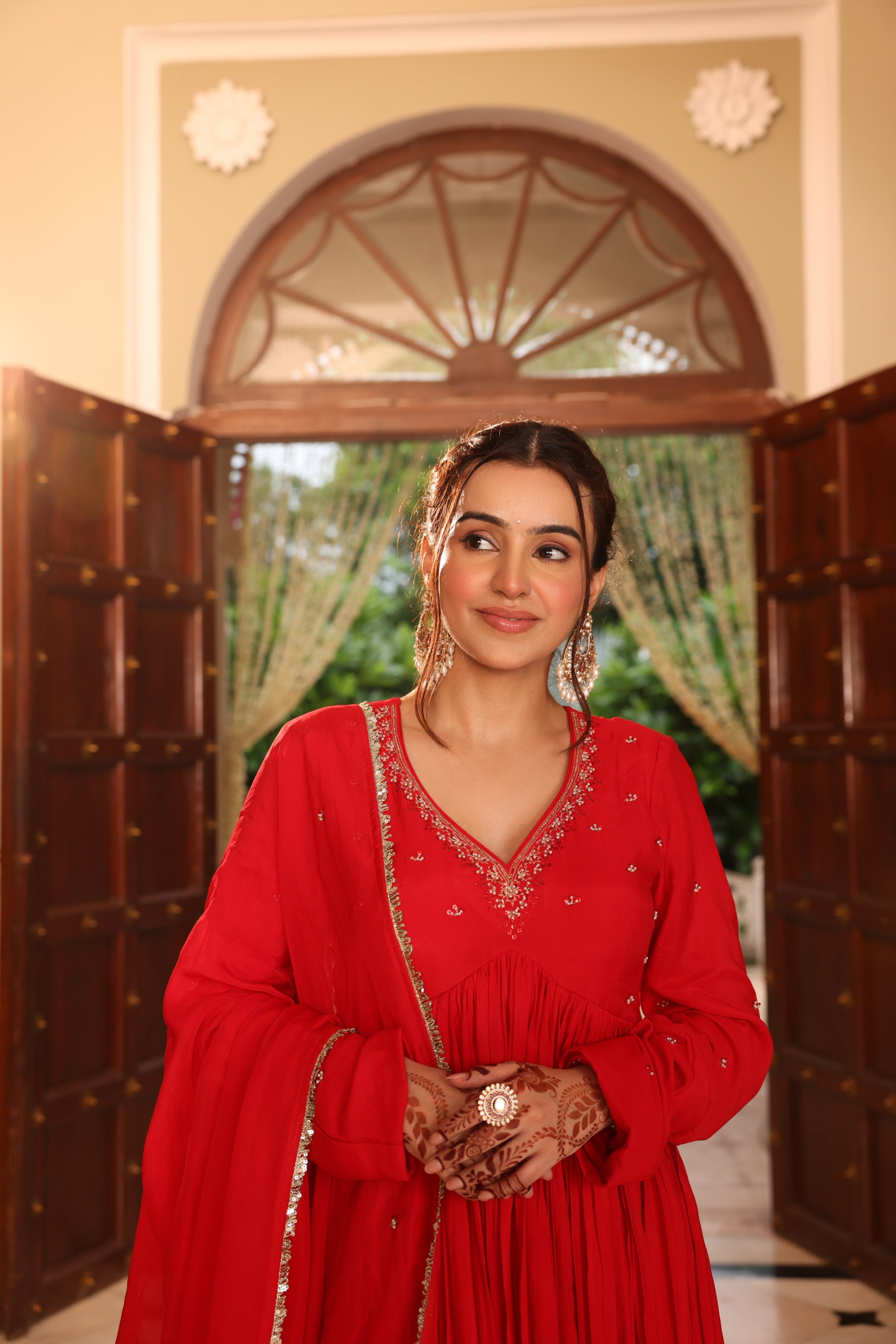 Shagun Red Anarkali Suit Set