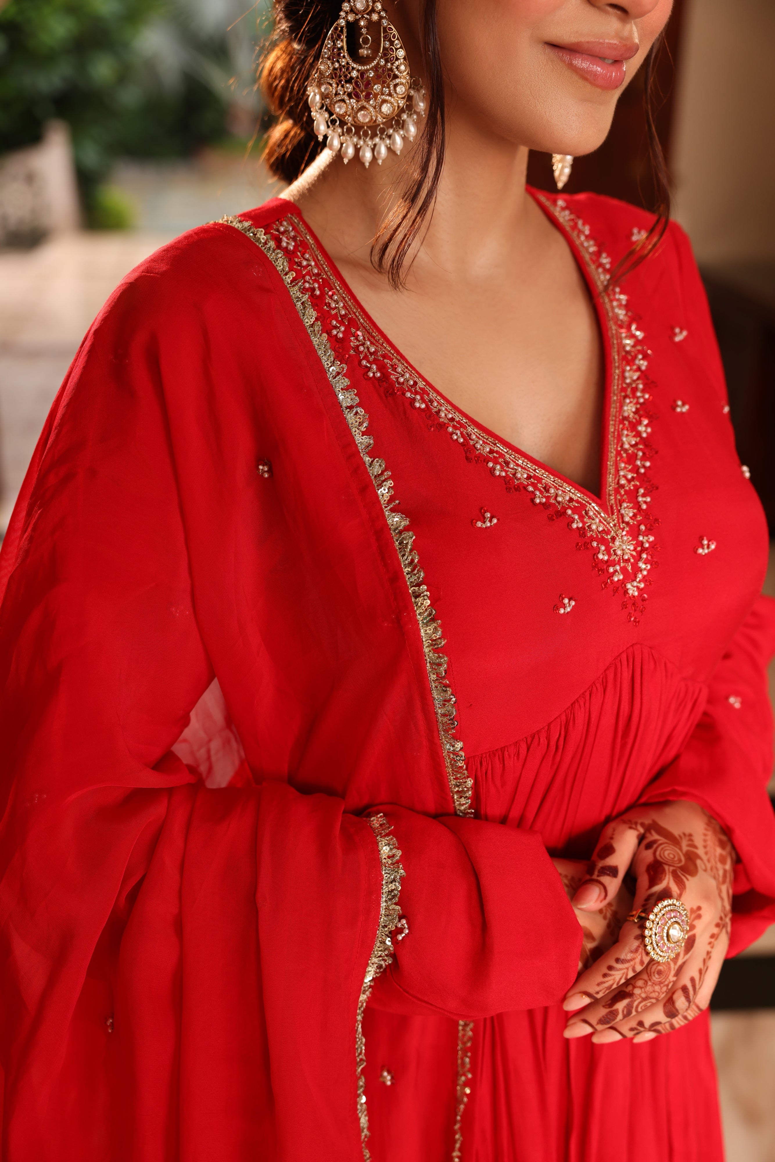 Shagun Red Anarkali Suit Set