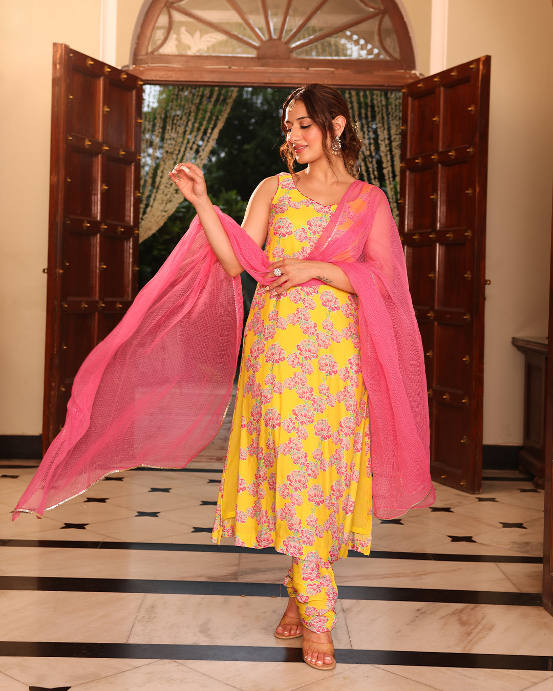 Kurkum Yellow Straight Kurta Set