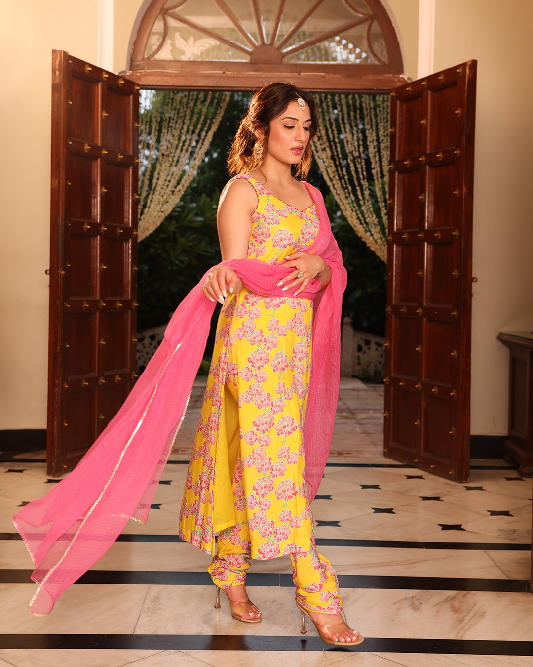 Kurkum Yellow Straight Kurta Set