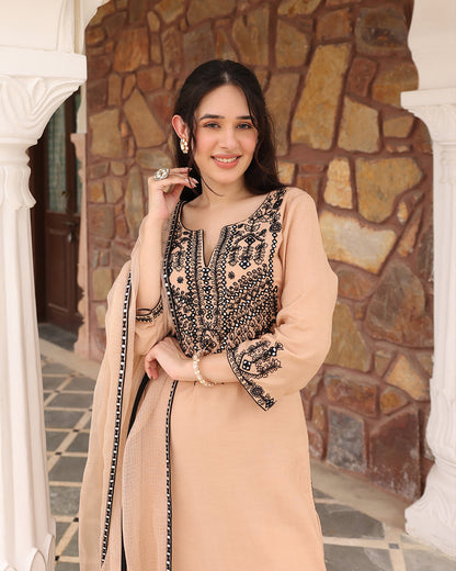 Tan Beige Straight Kurta Set