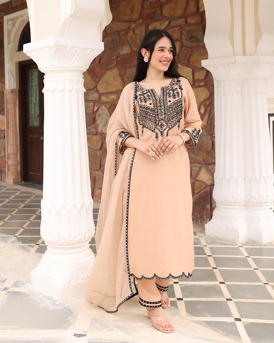 Tan Beige Straight Kurta Set
