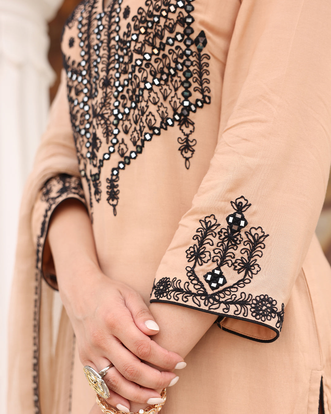 Tan Beige Straight Kurta Set
