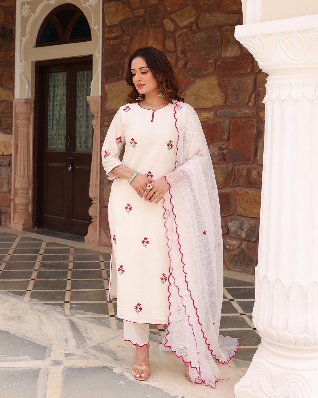 White Straight Kurta Set