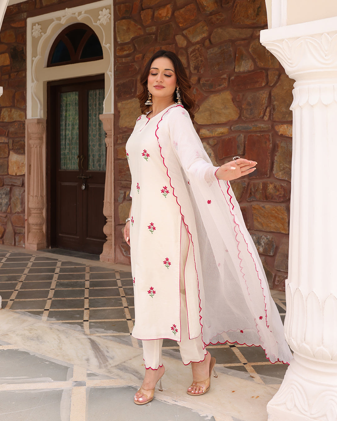 White Straight Kurta Set