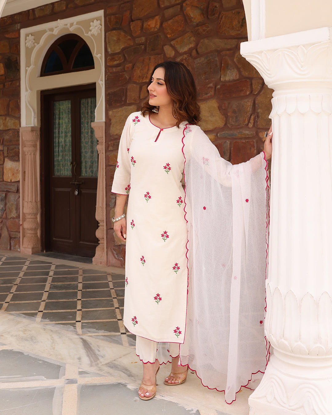 White Straight Kurta Set