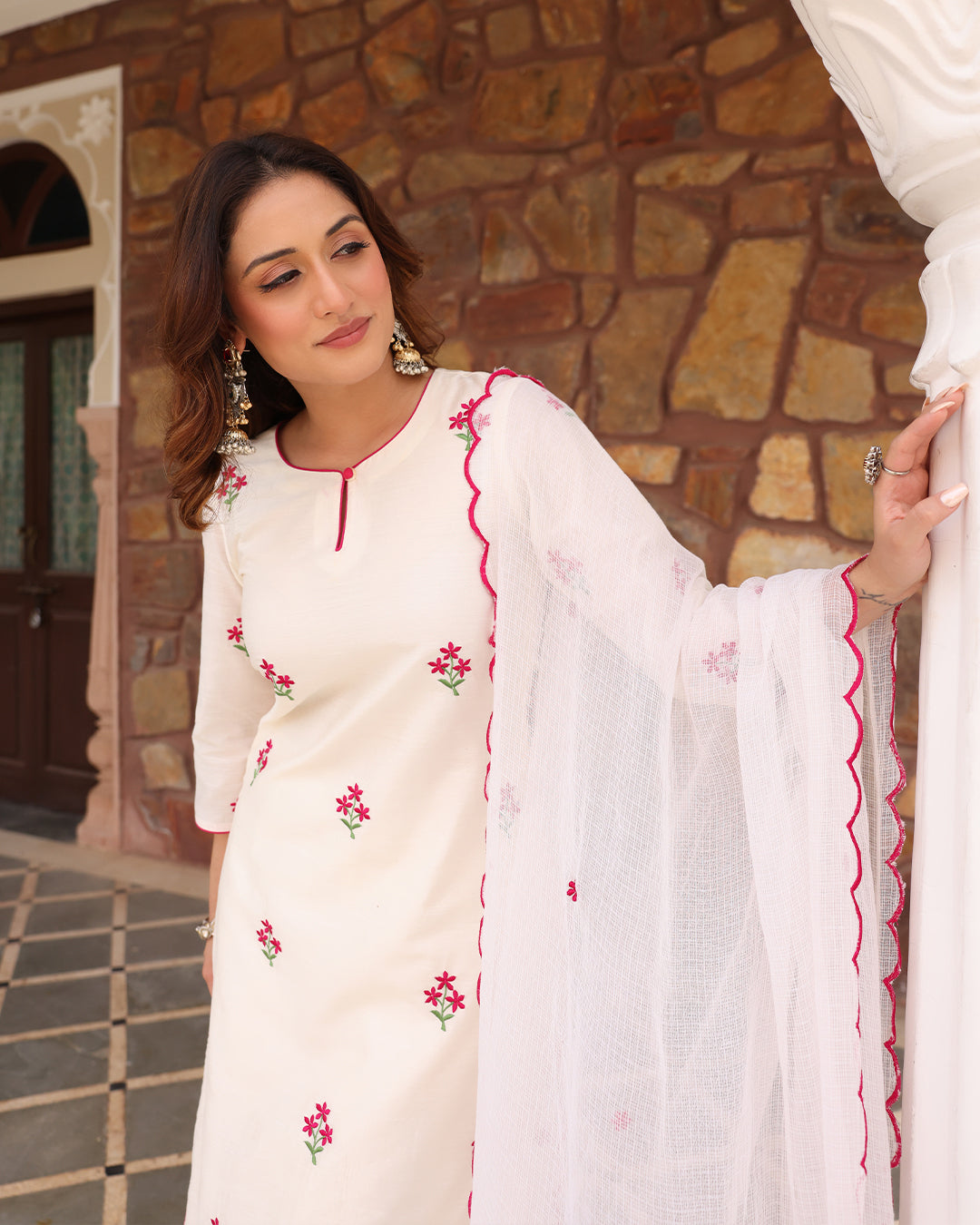 White Straight Kurta Set