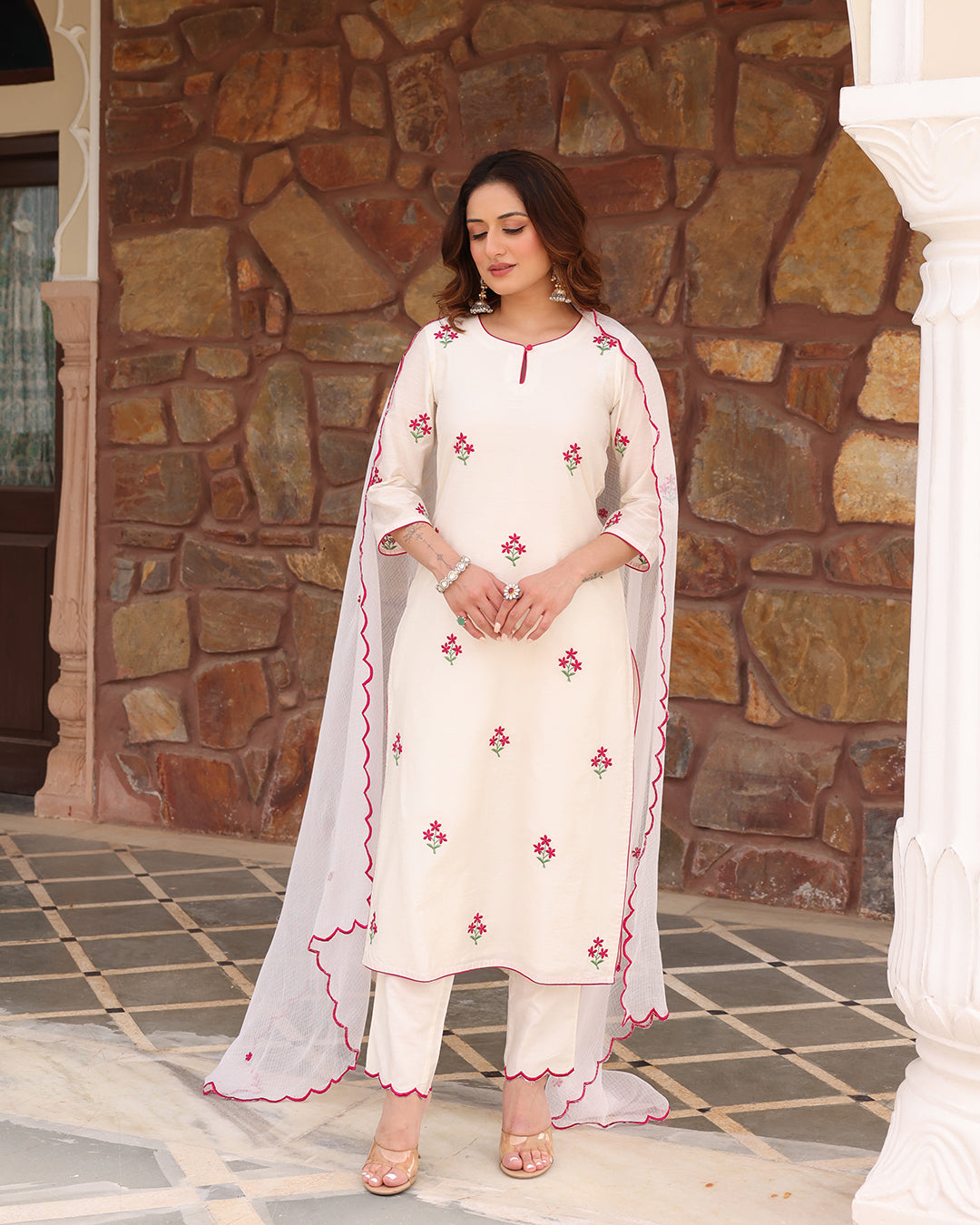 White Straight Kurta Set