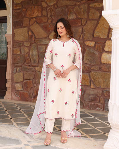 White Straight Kurta Set