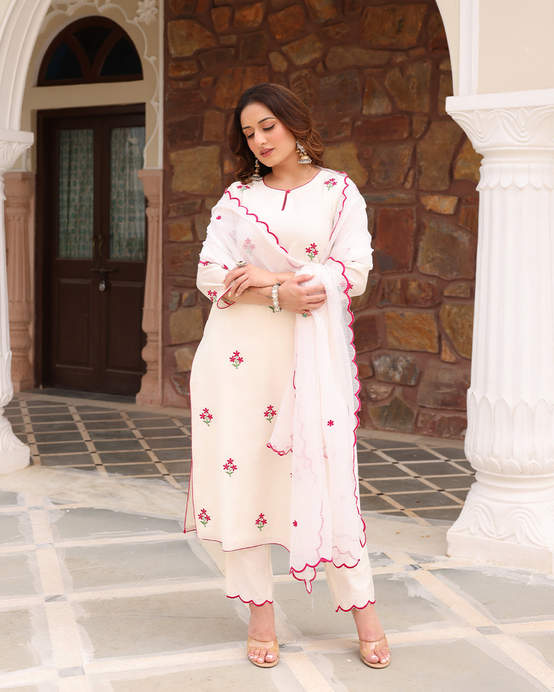 White Straight Kurta Set