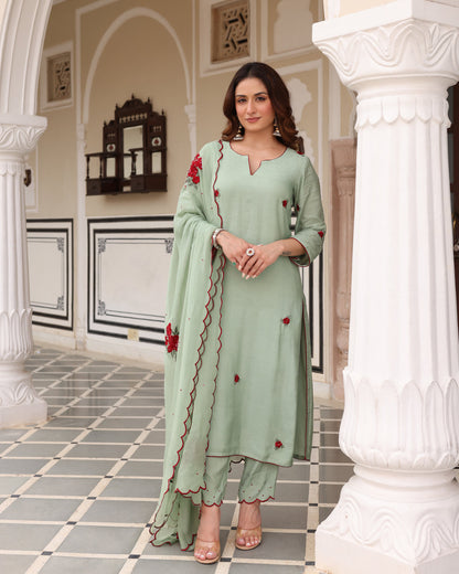 Pistachio Green Straight Kurta Set