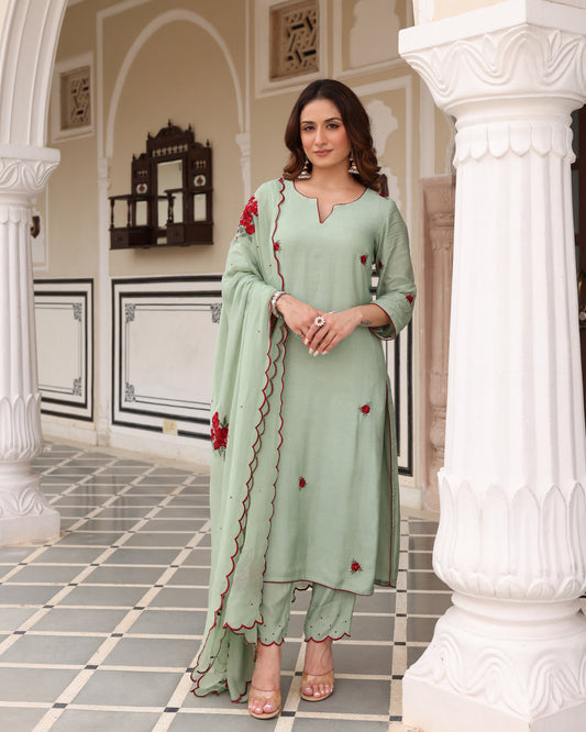 Pistachio Green Straight Kurta Set
