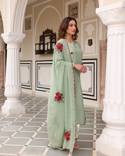 Pistachio Green Straight Kurta Set
