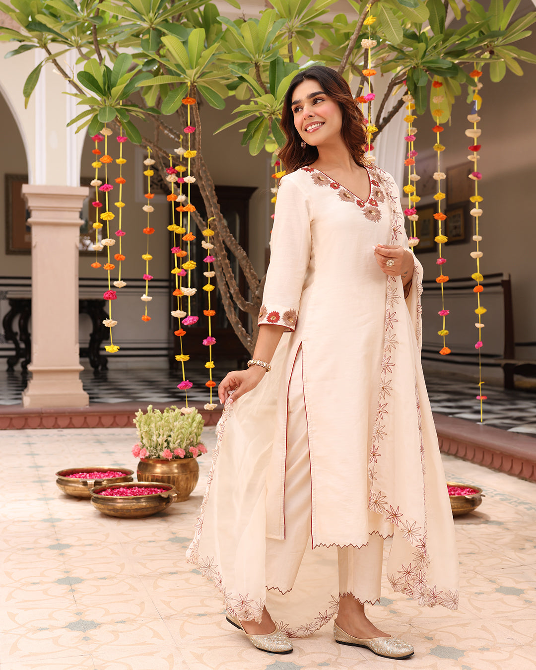 Beige Straight Kurta Set