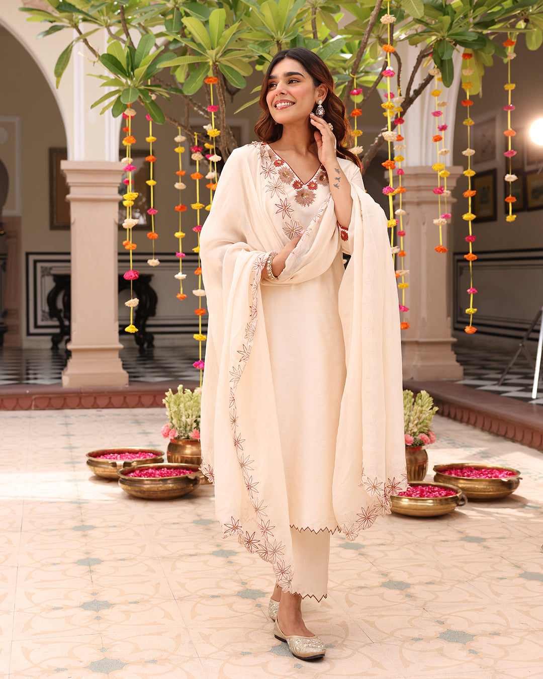 Beige Straight Kurta Set