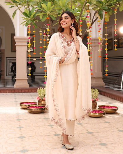 Beige Straight Kurta Set